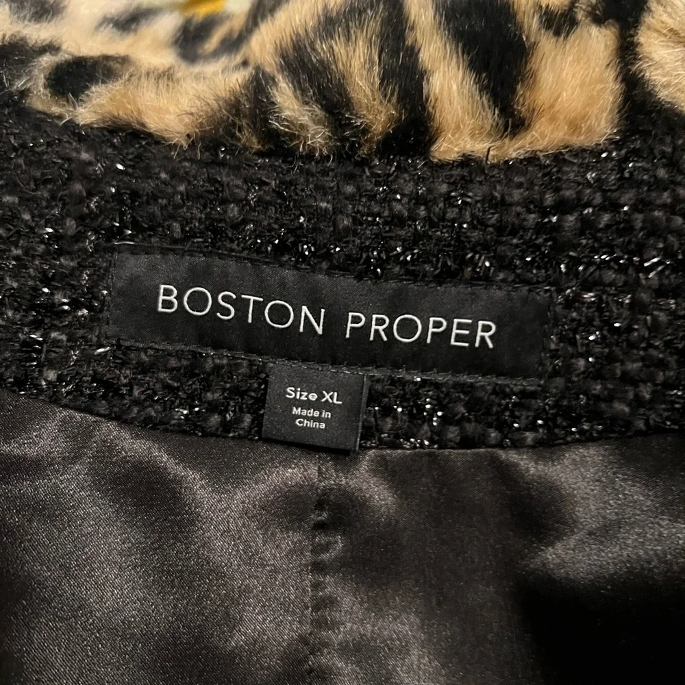 Boston Proper Leopard and Red Velvet Teddy Jacket - Picture 8 of 10